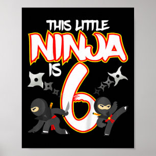 Poster Enfants 6 ans Anniversaire Ninja Party Arts Martia