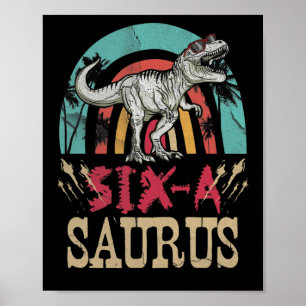 Poster Enfants 6 ans Dinosaure Anniversaire 6e T Rex Dino