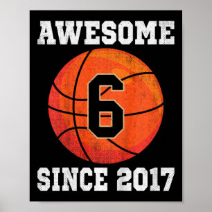 Poster Enfants 6e anniversaire Basketball Lover 6 ans Vin