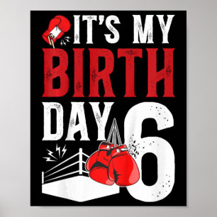 Poster Enfants 6e anniversaire Boy Boy 6 ans Boxer Annive