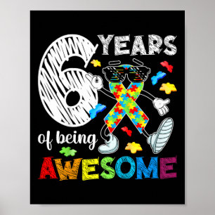 Poster Enfants 6e Autisme fête d'anniversaire 6 ans Autis
