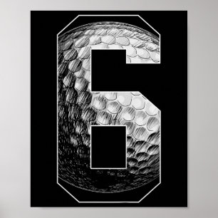 Poster Enfants 6ème Anniversaire Garçon Joueur de Golf 6