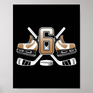 Poster Enfants 6ème Anniversaire Hockey sur Glace Garçon