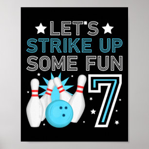 Poster Enfants 7e anniversaire de la fête Bowling Boy 7 a