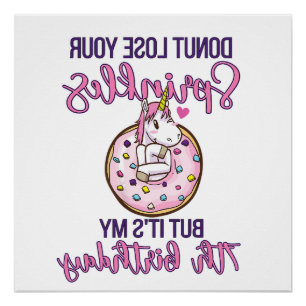 Poster Enfants 7e Anniversaire Donut Fête Licorne Sept An