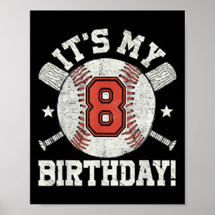 Poster Enfants 8e baseball Anniversaire Party Boys Ventil