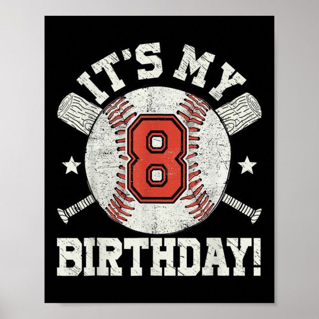 Poster Enfants 8e baseball Anniversaire Party Boys Ventil (Devant)