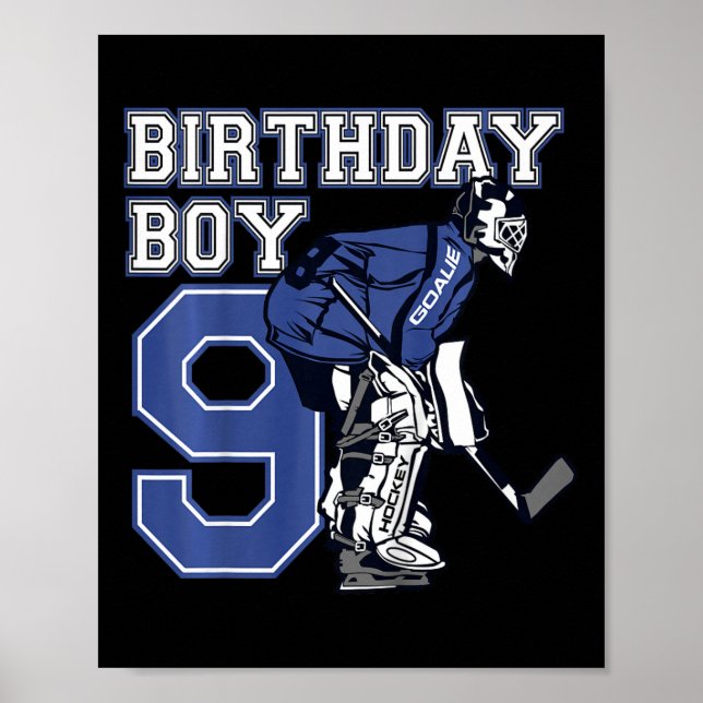 Poster Enfants 9 ans Hockey sur glace Goalie Thème Annive (Devant)