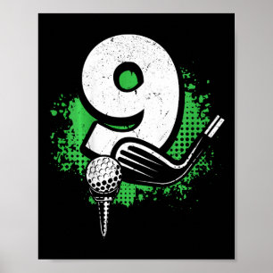 Poster Enfants 9e anniversaire garçon joueur de golf golf
