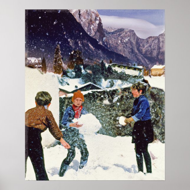 Poster Enfants à portée libre en hiver (Devant)
