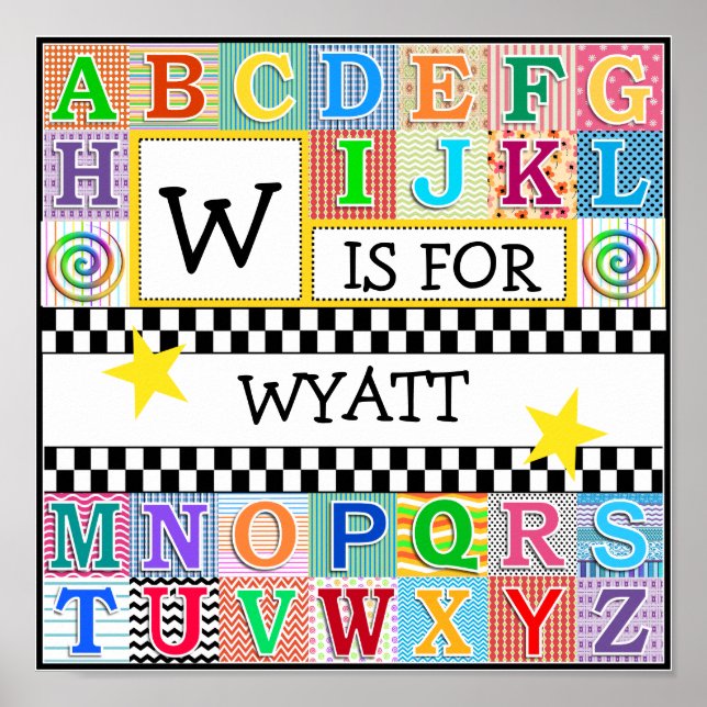 Poster Enfants Alphabet Art 11x11 Personnalisé (Devant)