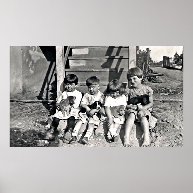 Poster Enfants avec chipettes Imprimer (Devant)