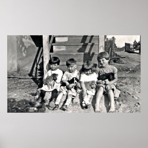 Poster Enfants avec la copie de chiots