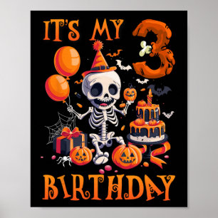 Poster Enfants Boo C'est mon 3e anniversaire Halloween Sq