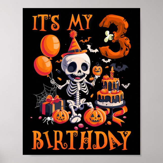 Poster Enfants Boo C'est mon 3e anniversaire Halloween Sq (Devant)