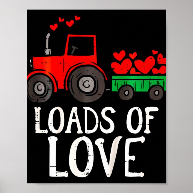 Poster Enfants Charges D'Amour Tracteur Joli Valentines J (Devant)