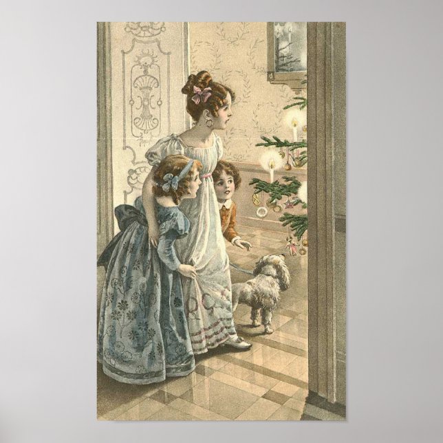Poster Enfants, Chien Regardant L'Arbre (Devant)