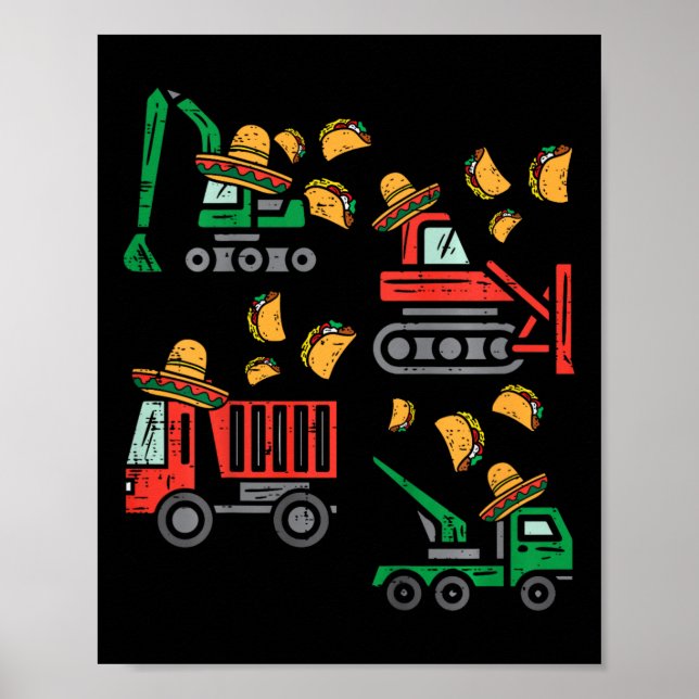 Poster Enfants Construction Camion Bulldozer Cinco De May (Devant)