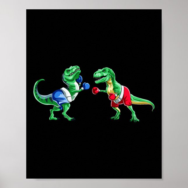 Poster Enfants Dinosaure Boxe T Rex T Chemise Gants Cadea (Devant)