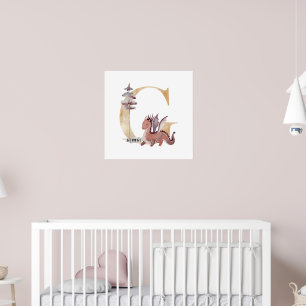 Poster Enfants Dragon Nom personnalisé Monogram G Nurserr