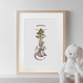 Poster Enfants Dragon Nom personnalisé Monogramme I Nurse
