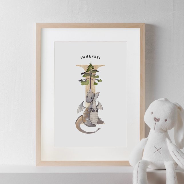Poster Enfants Dragon Nom personnalisé Monogramme I Nurse (Créateur téléchargé)