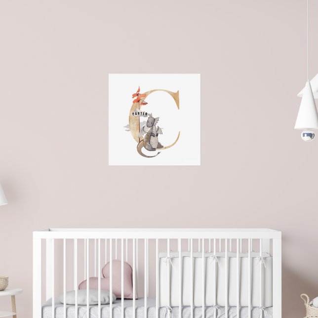 Poster Enfants Dragon Nom sur mesure Monogram C Nurserroo (Pépinière 2)