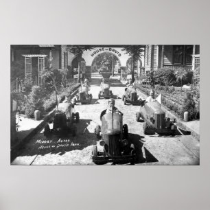 Poster Enfants emballant dans des voitures miniatures