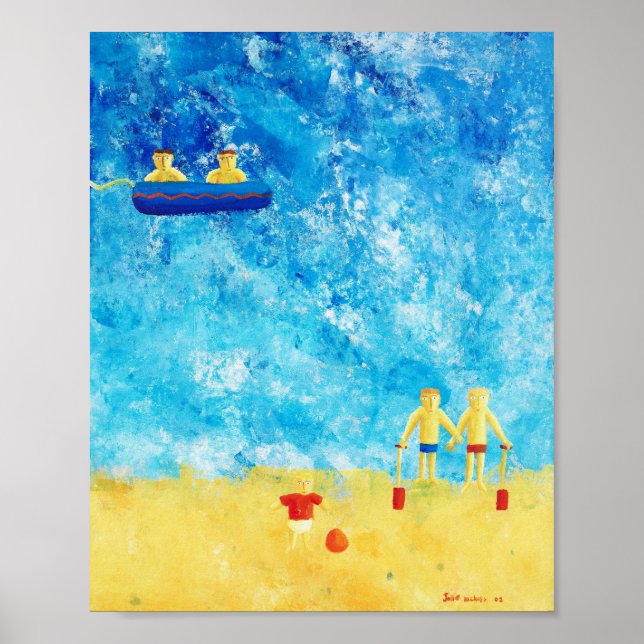 Poster Enfants en bord de mer Art contemporain Imprimer (Devant)