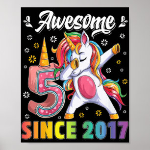 Poster Enfants fantastique dabbing unicorne anniversaire