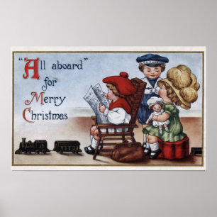 Poster Enfants feignant pour être dans un train