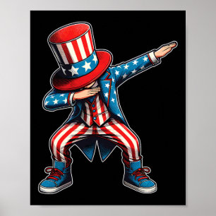 Poster Enfants Garçon Faisant le Dab avec Drapeau América