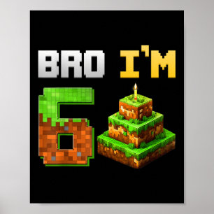 Poster Enfants Garçon Son 6ème Anniversaire Jeu de Bro Pi