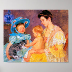 Poster Enfants jouant avec un chat, Mary Cassatt