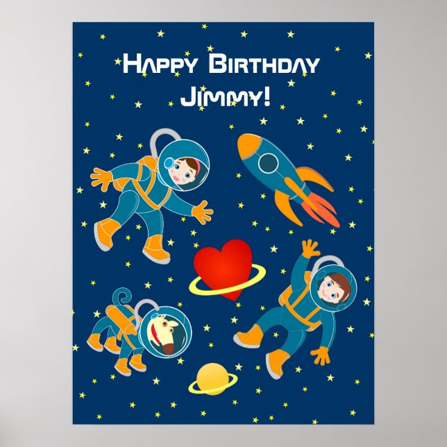 Poster Enfants Les astronautes aiment le voyage spatial (Devant)