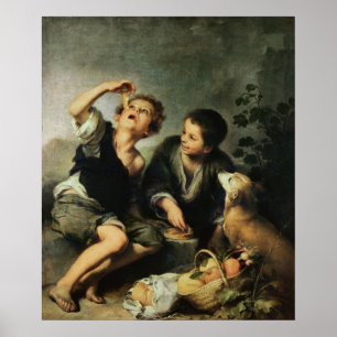 Poster Enfants mangeant une tarte, 1670-75