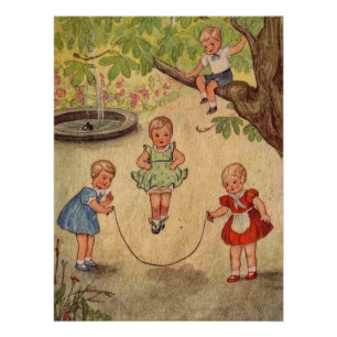 Poster Enfants mignons en jeuFaux Wrapped Canvas Imprimer