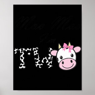 Poster Enfants Moo Moo Je suis deux Anniversaire Tee 2 An