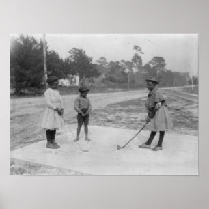 Poster Enfants noirs jouant au golf Photographie