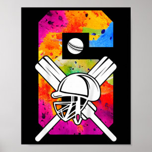 Poster Enfants Numéro 6 Ans Cricket 6ème Anniversaire 1