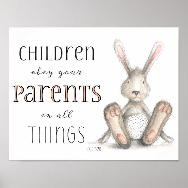 Poster Enfants Obéissez à vos parents-Col 3:20 (Devant)