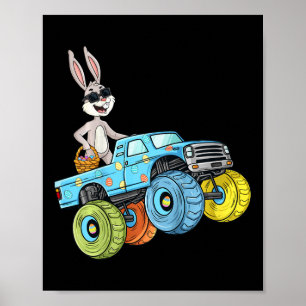 Poster Enfants Pâques Rabbit équitation Monster Camion Fu