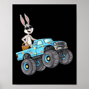Poster Enfants Pâques Rabbit équitation Monster Camion Fu