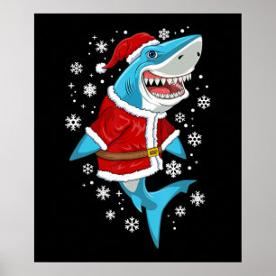Poster Enfants Père Noël Sharkmas Noël Enfants
