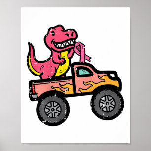 Poster Enfants Pink Dino Monster Camion cancer du sein de