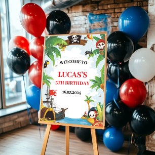 Poster Enfants Pirate Ship Ahoy Matey Anniversaire Bienve
