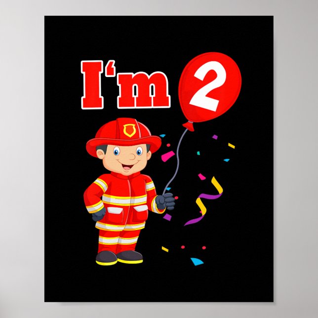 Poster Enfants pompier pompier pompier Je suis 2 deux deu (Devant)