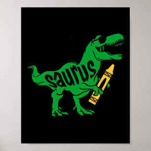 Poster Enfants Premier jour de Pré K Saurus Trex Filles G