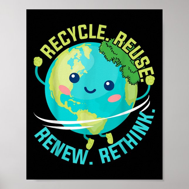 Poster Enfants Recycler Réutiliser Repenser Repenser Jour (Devant)