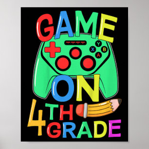 Poster Enfants Retour à l'école Vidéo Gamer 4e année Jeu